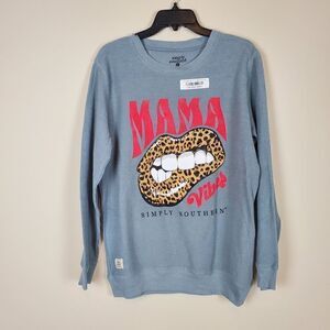 Simply Southern Light Gray Mama Vibes Sweatshirt Size Small